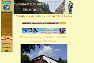 Web stránka penziónu Malá Fatra