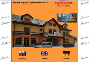 Web stránka penziónu Montana