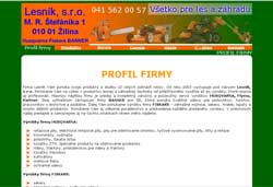 Web stránka firmy Lesník, s.r.o.