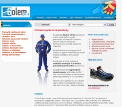 Web strnka firmy GOLEM PLUS